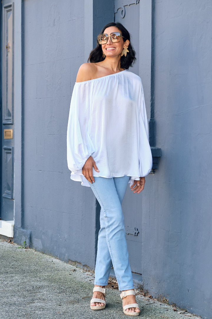 Sienna Round Neck Top White Tops