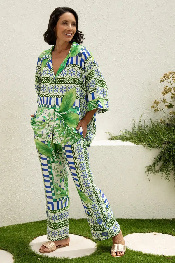 Tonya Straight Leg Tie Pants in Emerald Pants