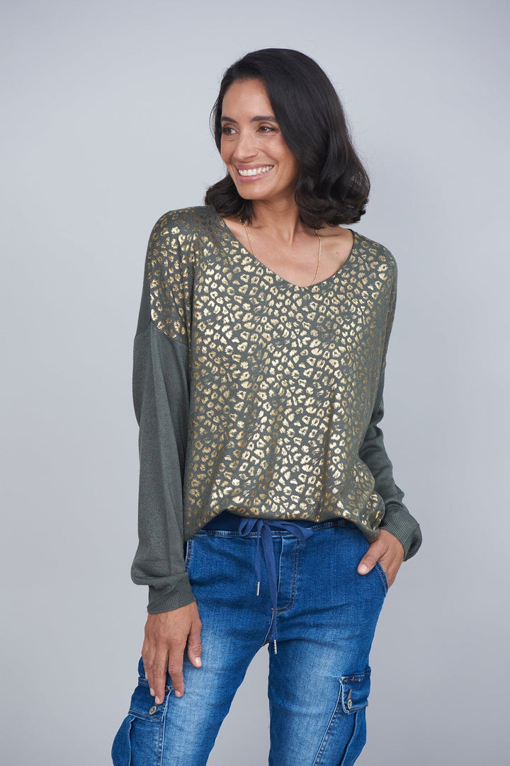 Araya Animal Print Jumper Olive Jumper