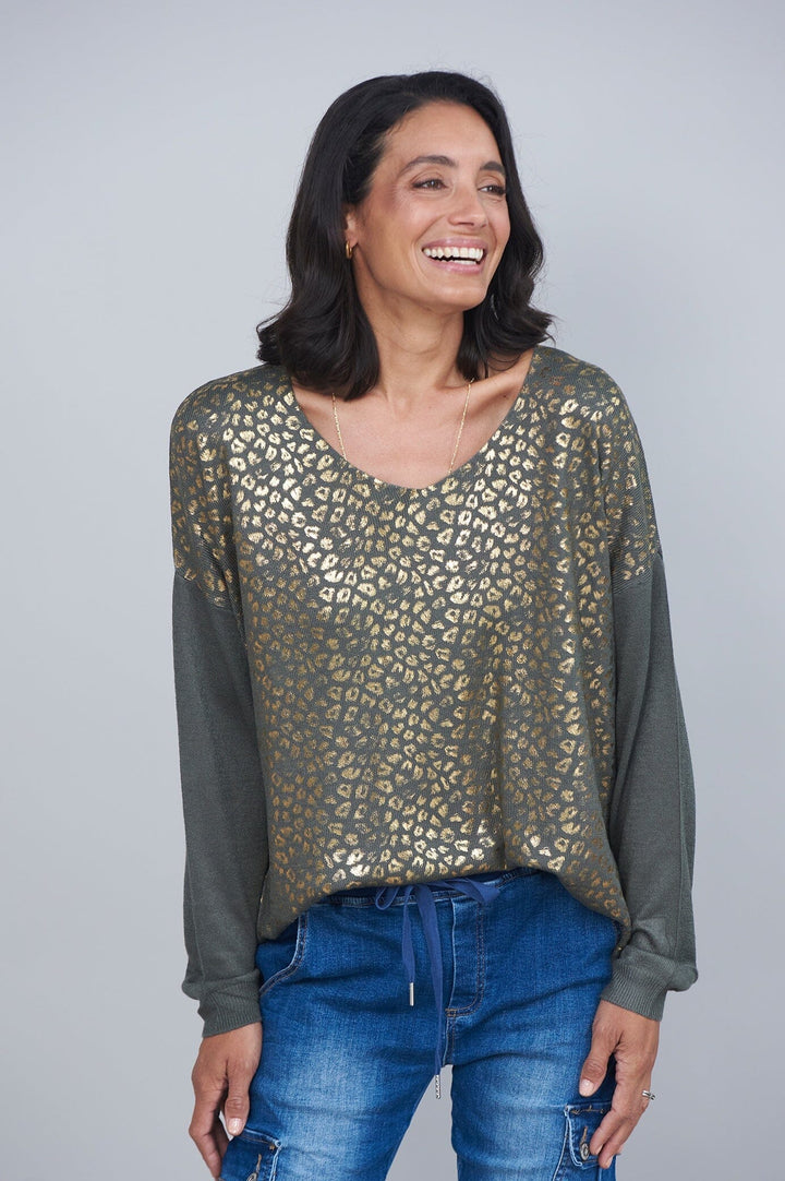 Araya Animal Print Jumper Olive Jumper