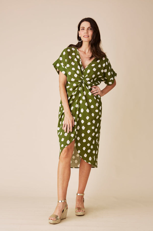 Louisa Dress Green Polka Dot Dress