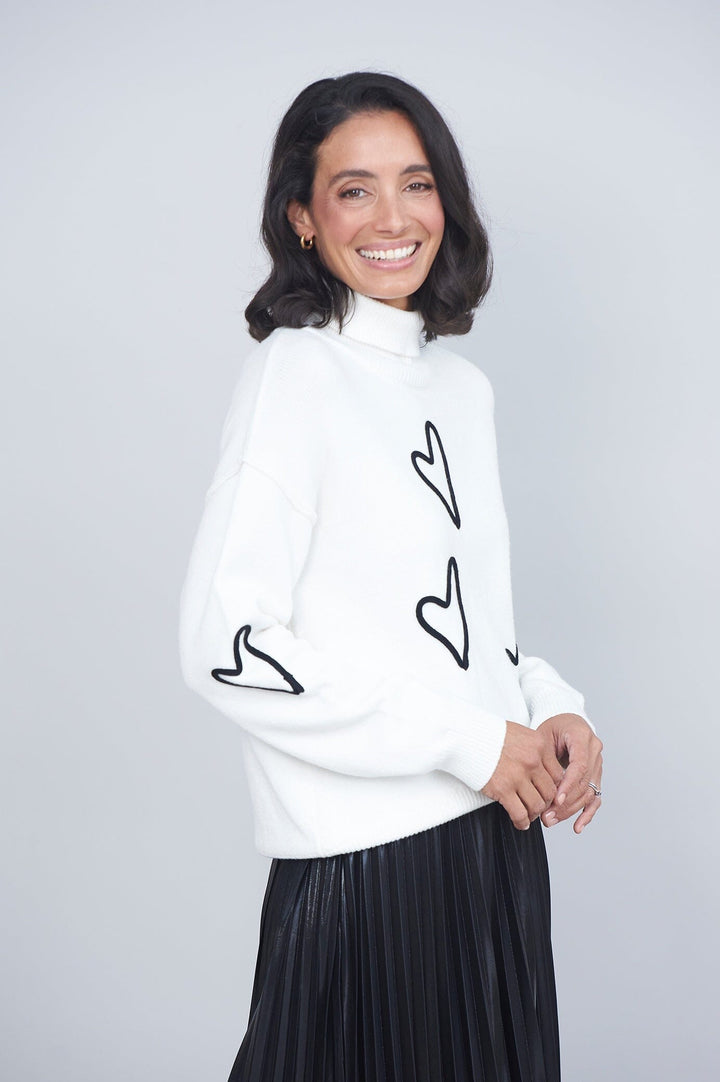 Romila Heart Jumper White Knitwear