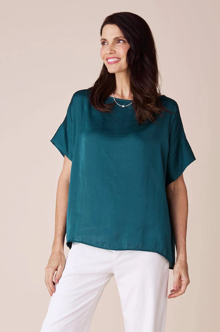 Bianca Short Sleeve Top Forest Green Tops