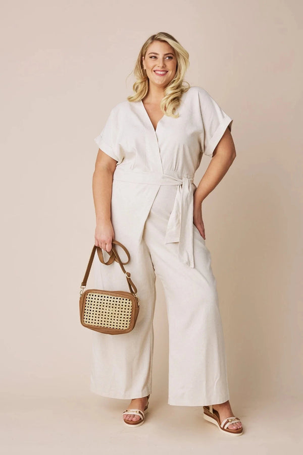 Jude Jumpsuit Linen Blend in Oatmeal Pants