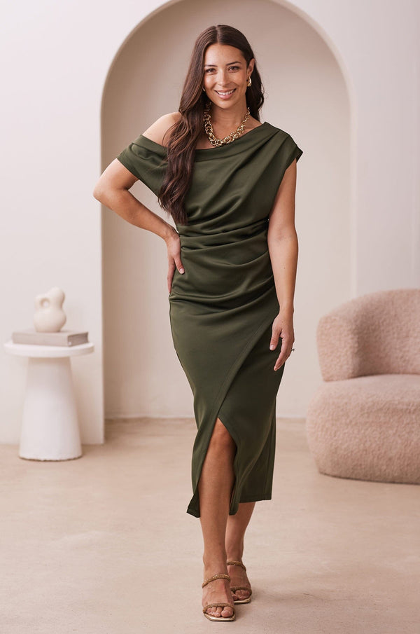 Roslyn Dress Military Green Dress