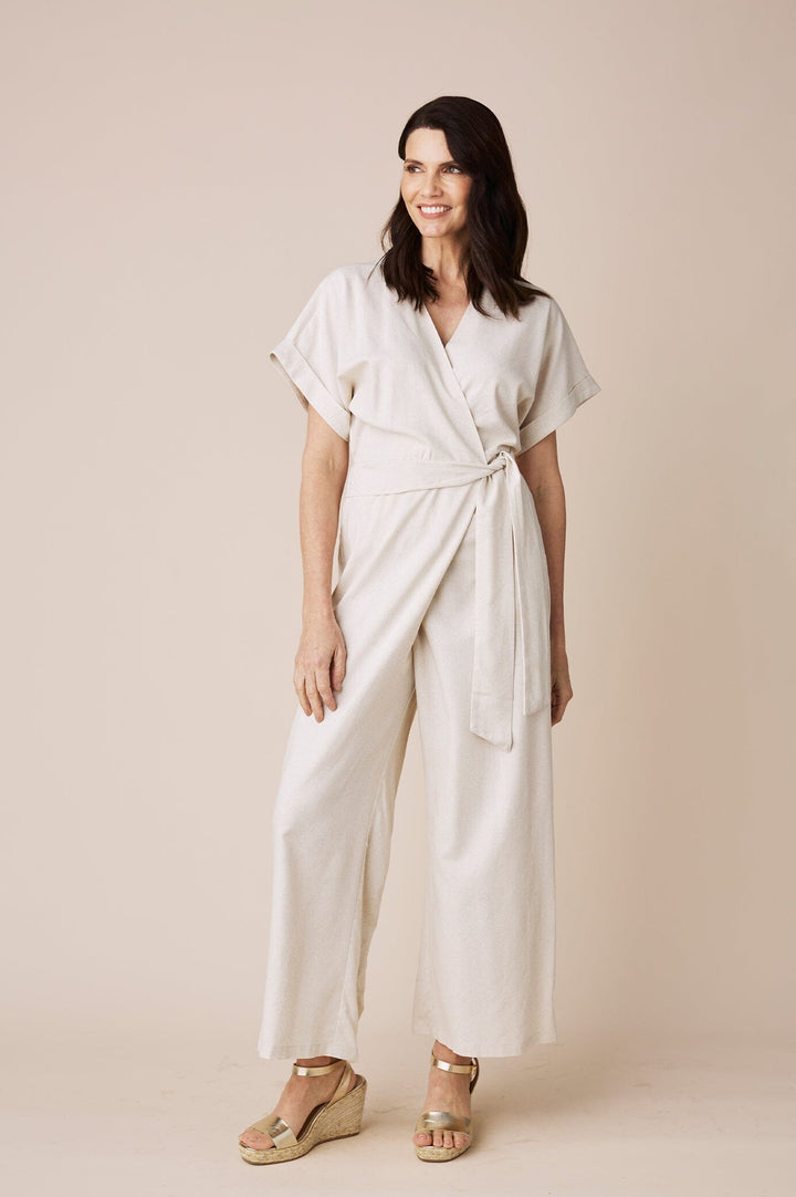 Jude Jumpsuit Linen Blend in Oatmeal Pants