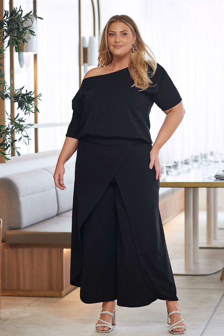 Claudette Off Shoulder Top Black Tops
