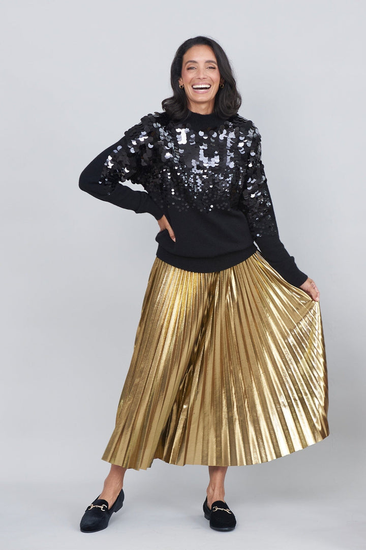 Caitlin Pleated Skirt Gold Skirt