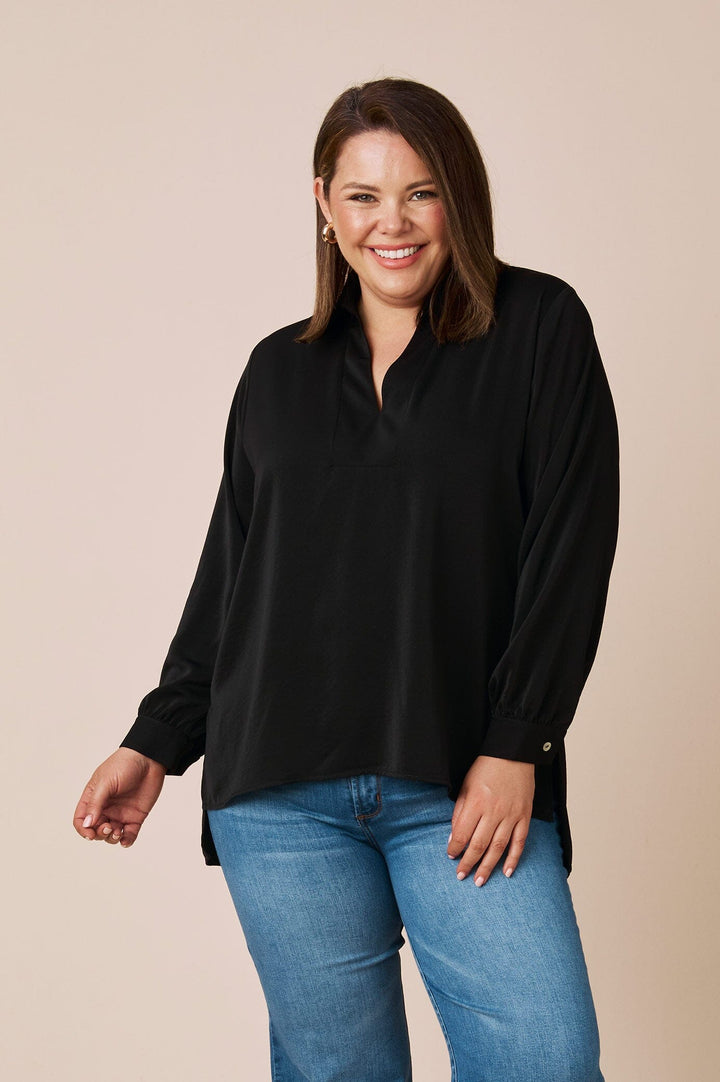 Gillian Collared Shirt Black Tops