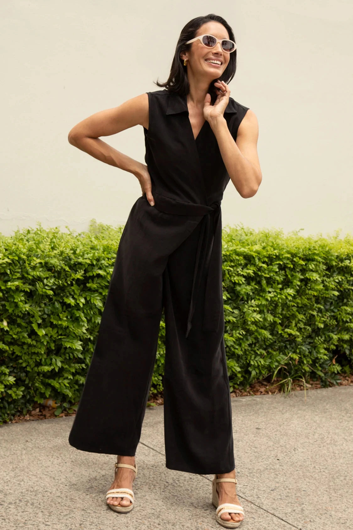Alex Sleeveless Jumpsuit in Black Pants