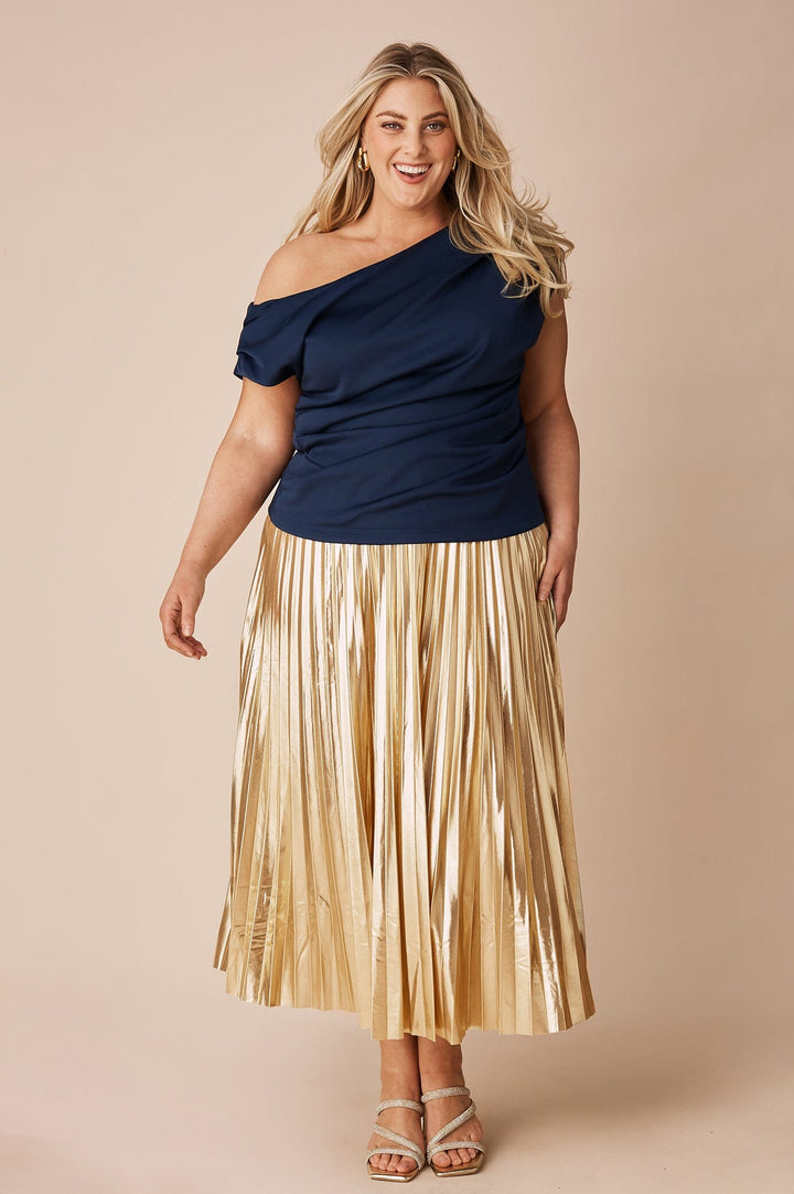 Caitlin Pleated Skirt Gold Skirt