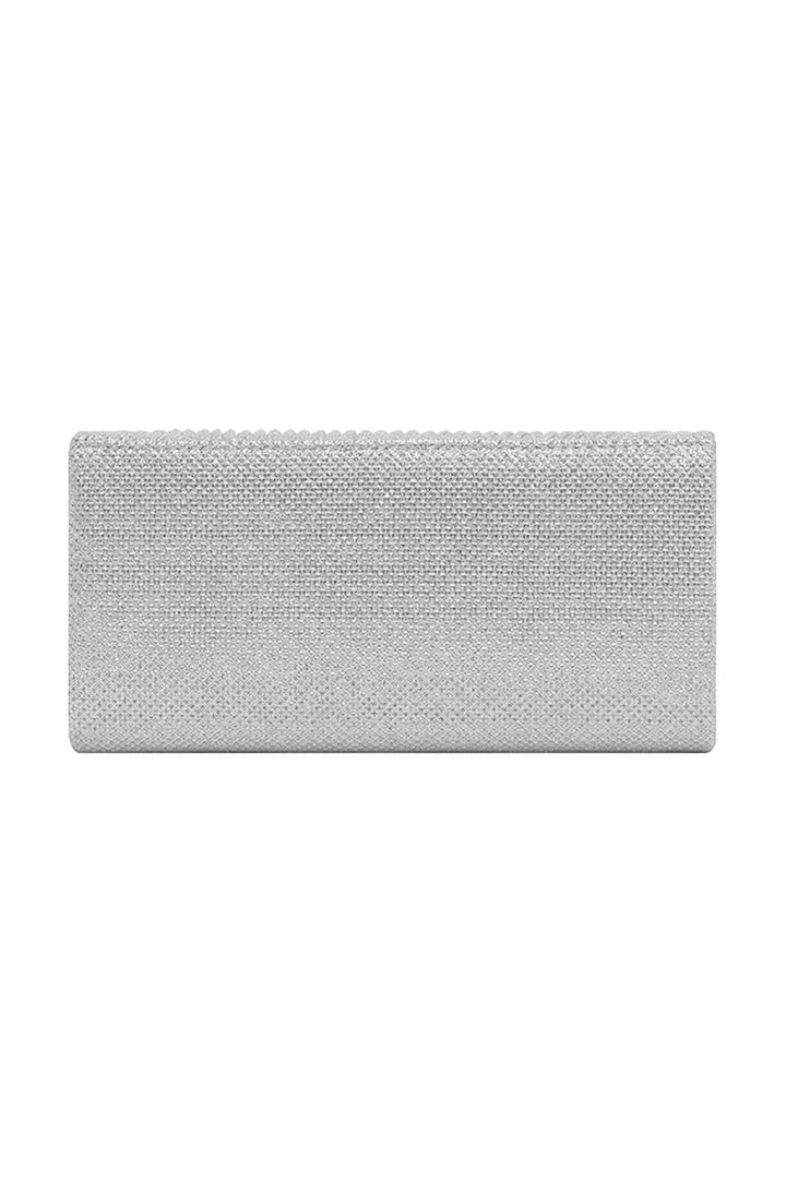 Beth Pleated Flap Shimmer Clutch Bag Silver Handbags