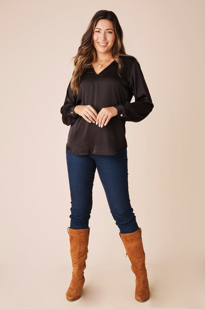 Hannah Long Sleeve Top Black - Pre Order Tops