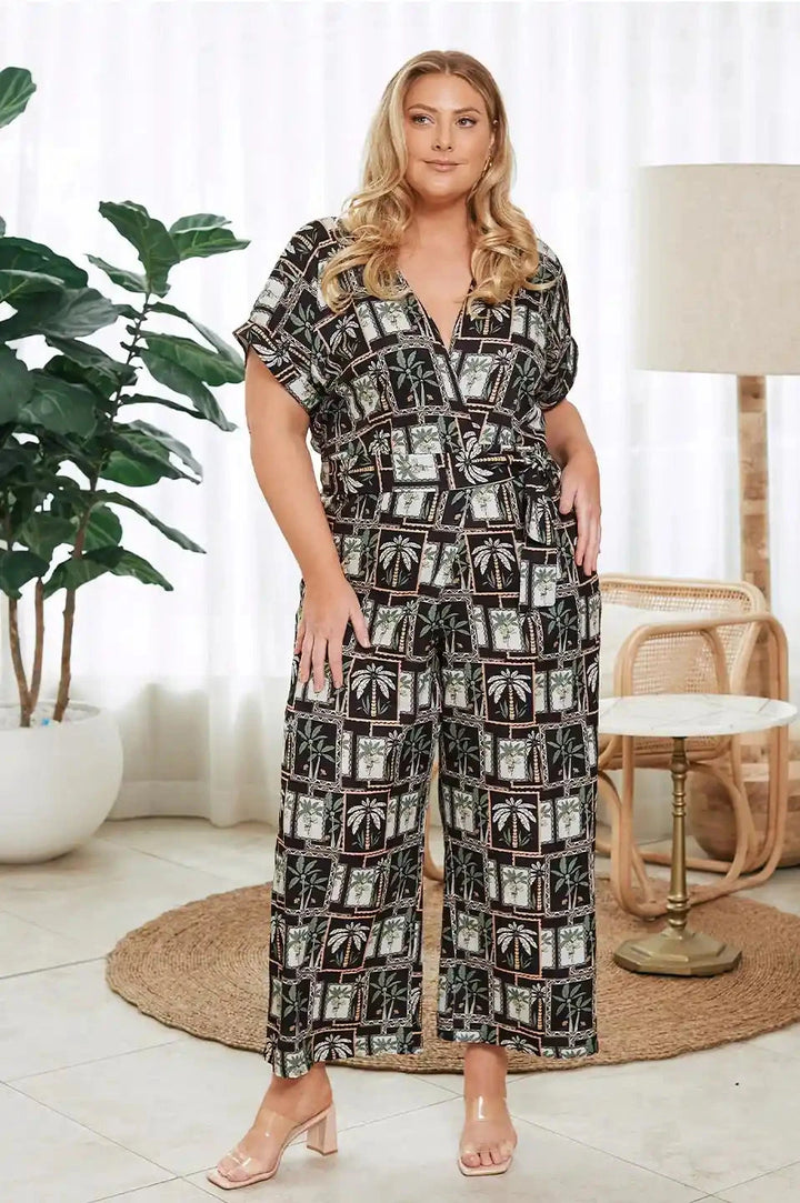 Jude Short Sleeve Jumpsuit in Maui Print- Pre Order Pants