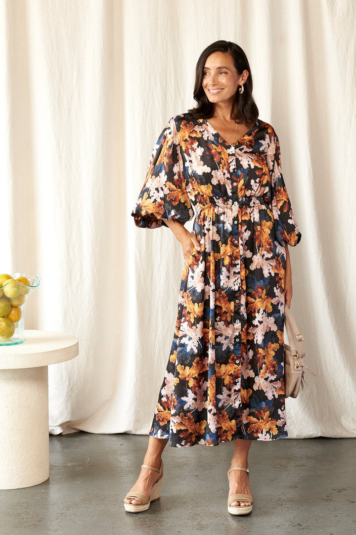 Cassia Leaf Print Dress Dress