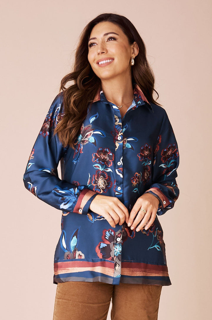 Louise Long Sleeve Collared Top Tops