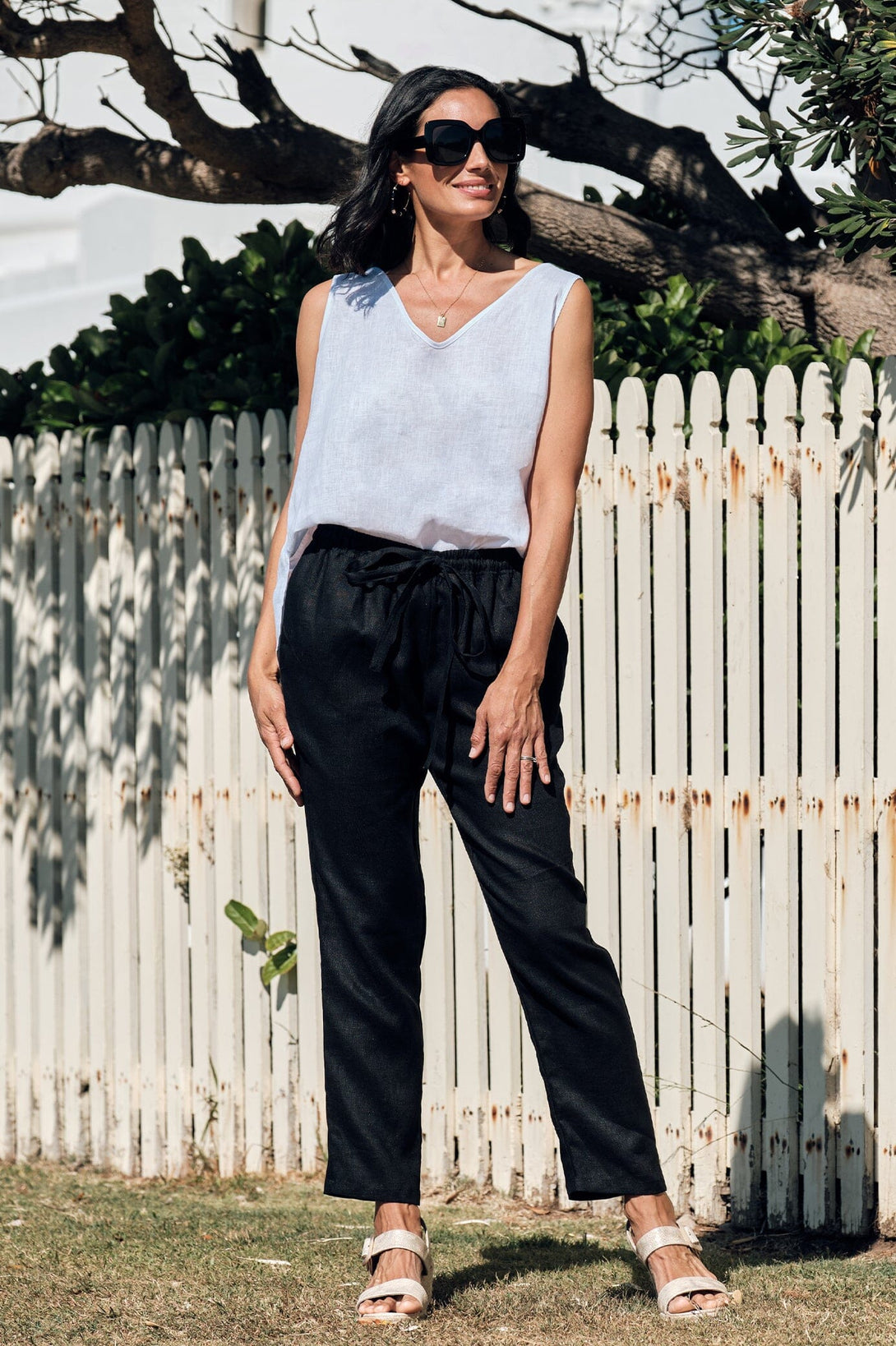 Monica Linen Pants Navy