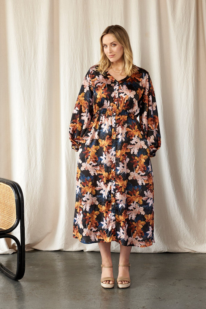 Cassia Leaf Print Dress Dress