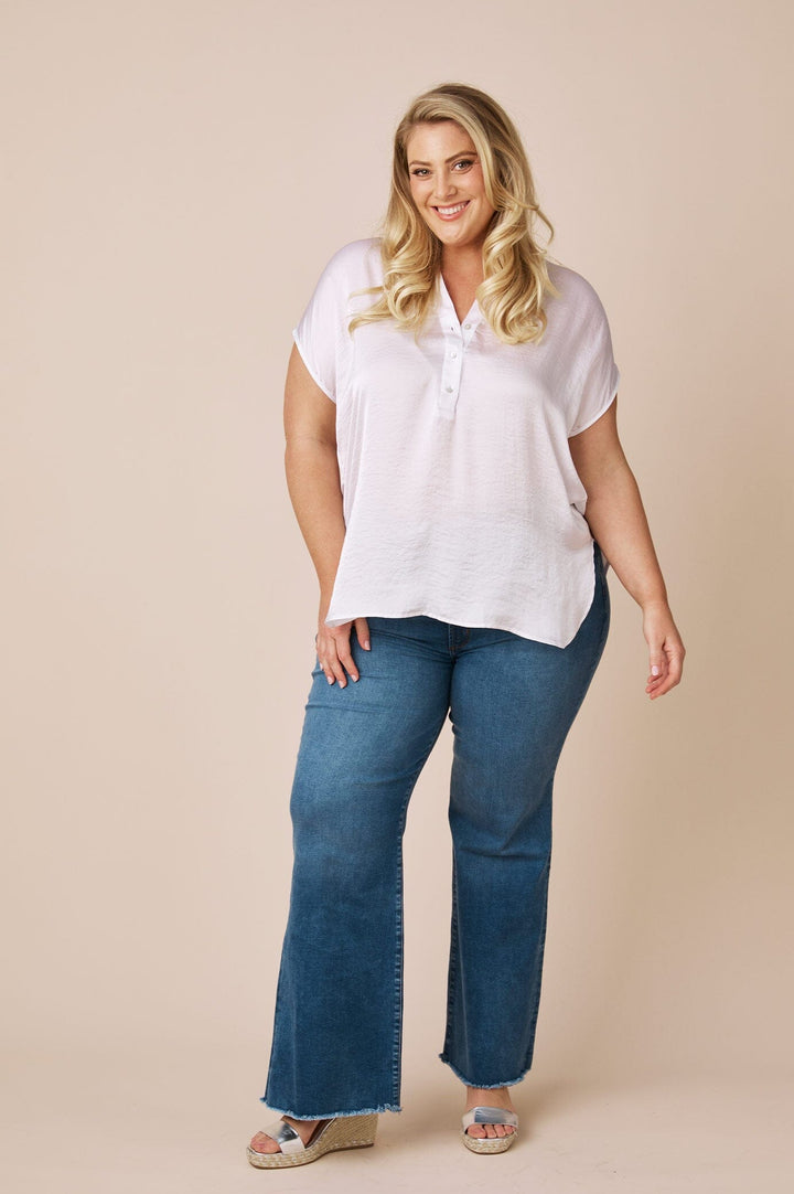 Nicole Short Sleeve Top White Tops