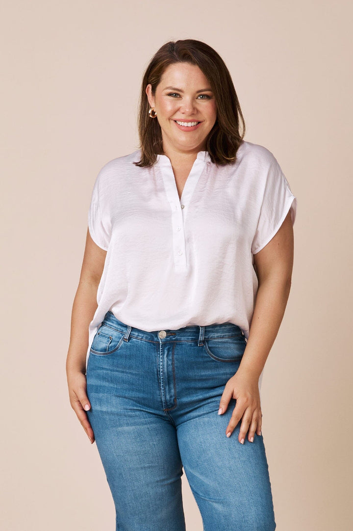 Nicole Short Sleeve Top White Tops