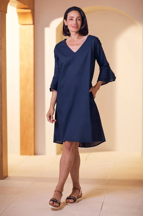 Mari Cotton Dress Navy Dress