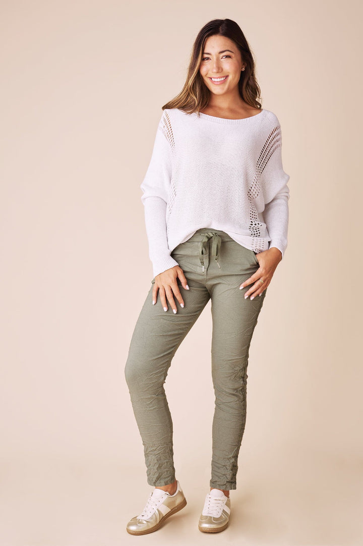 Riley Crinkle Jogger Olive Pants