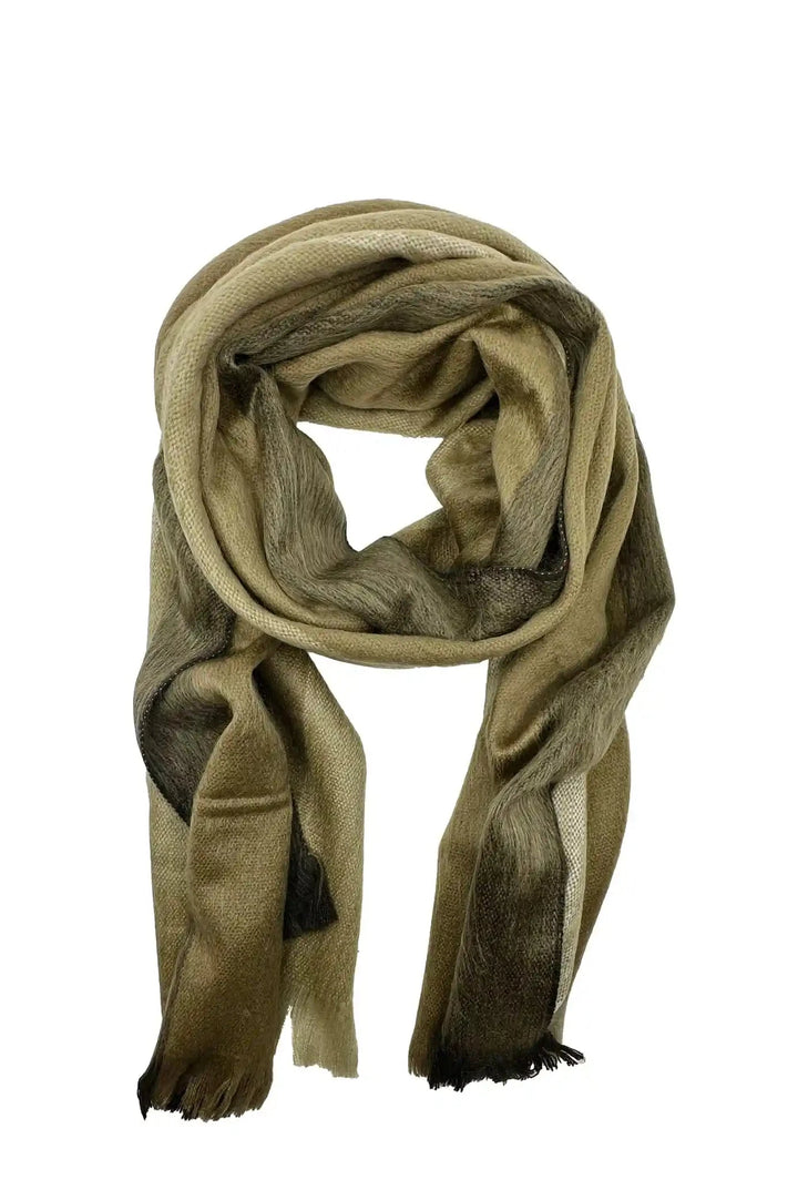 Alpaca Wrap Striped Multi Colour Mocha Scarves