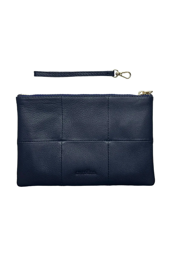 Amalia Leather Clutch Bag Navy Handbags