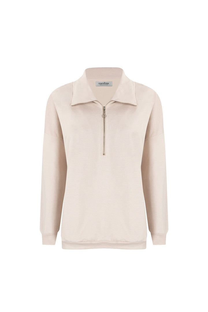 Amara Half Zip Jumper Beige Knitwear