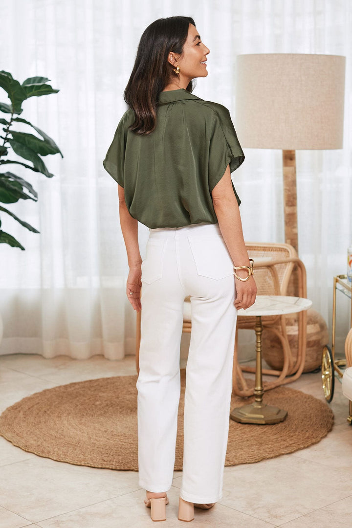 Amelia Straight Leg Jeans White Denim Pants