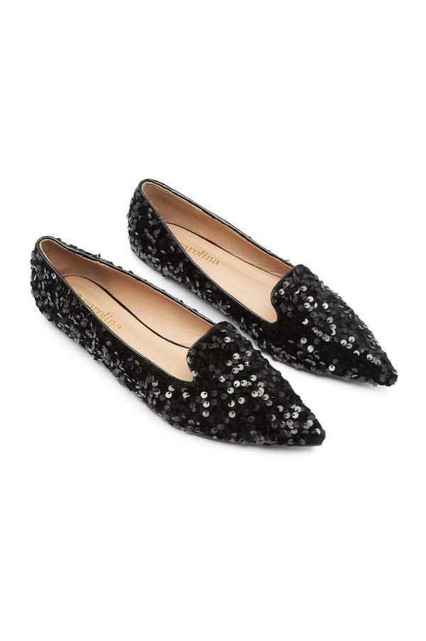 Annabelle Sequin Loafers Black Shoes