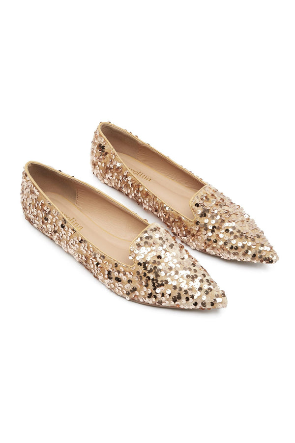 Annabelle Sequin Loafers Champagne Shoes