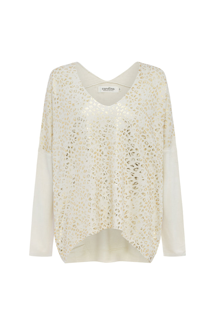 Araya Animal Print Jumper Ivory Knitwear