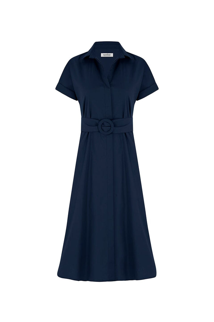 Celia Short Sleeve Midi Dress in Navy Dress