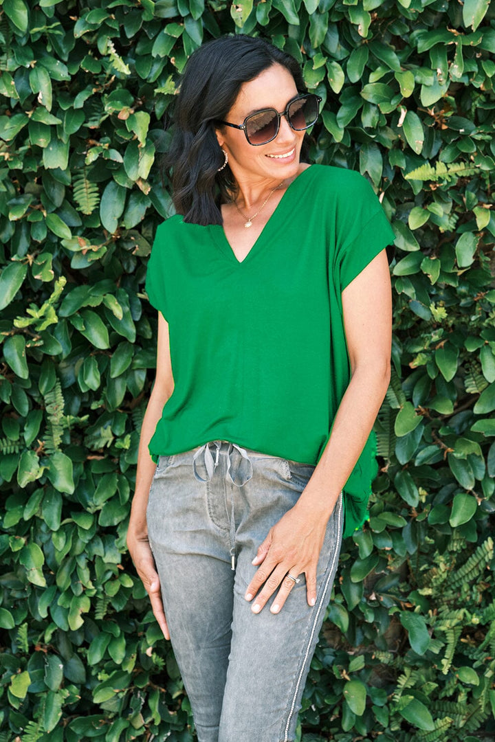 Elly Essential Short Sleeve Top Emerald Tops