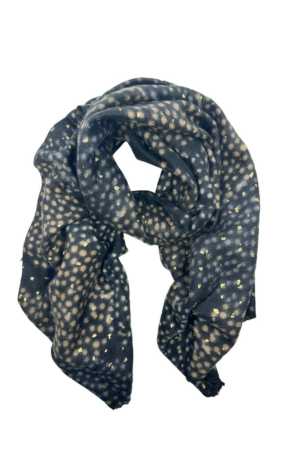 Elodie Spotted Scarf Black with Gold Scarves