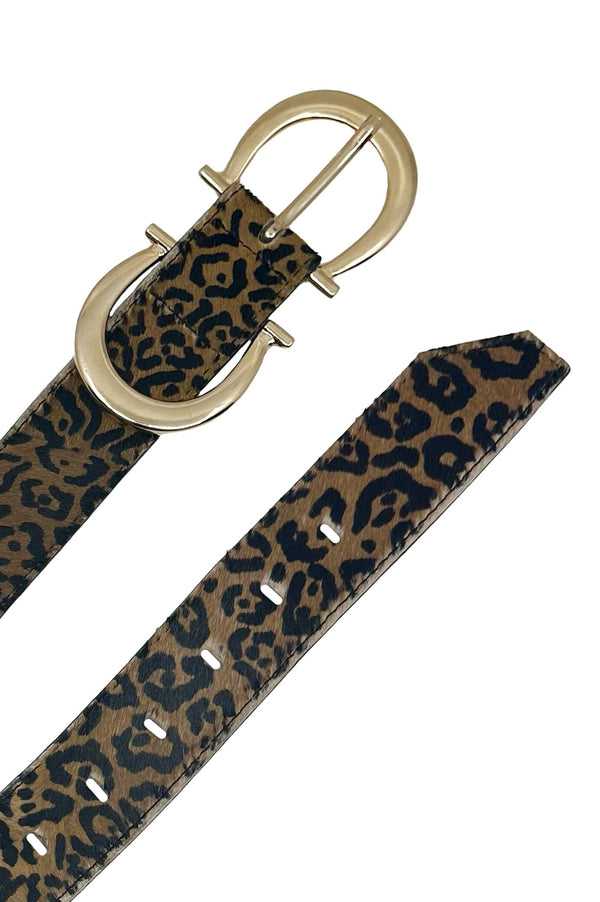 Ivy Double Buckle Belt Leopard Print- Pre Order Jeans Belt