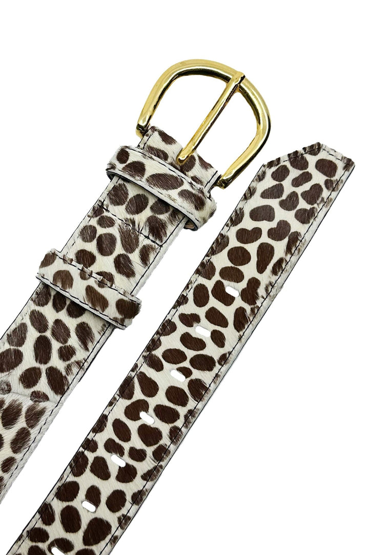 Jeans Belt Cowhide Cream Giraffe Belts