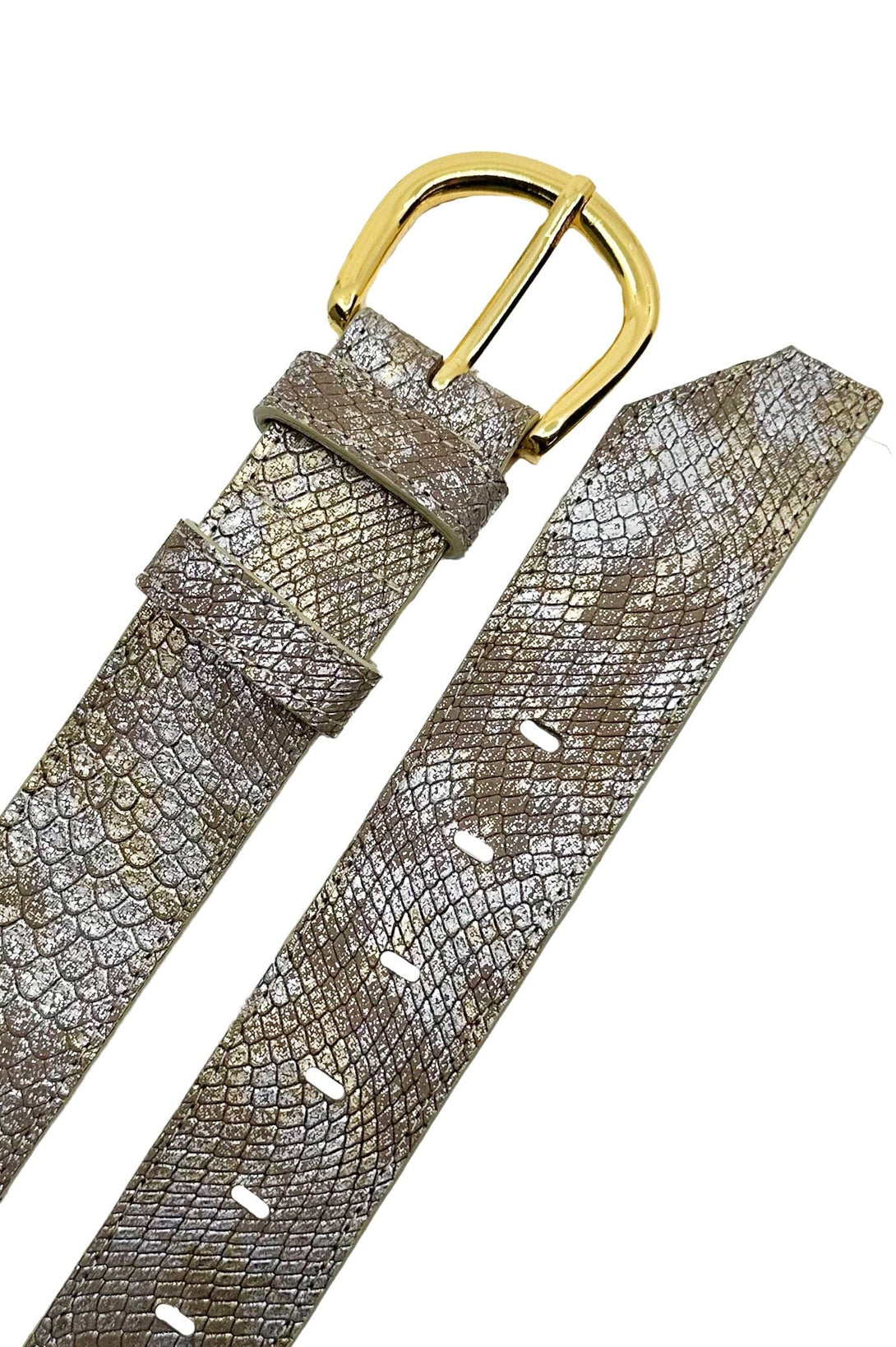 Jeans Belt Metallic Blush Snake Print Belts