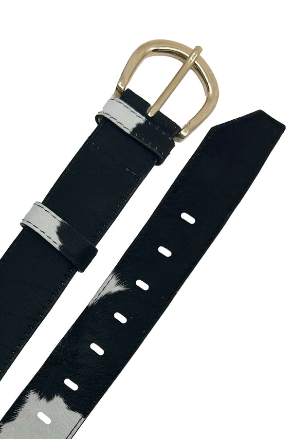 Jeans Belt Black and White Cowhide Belts