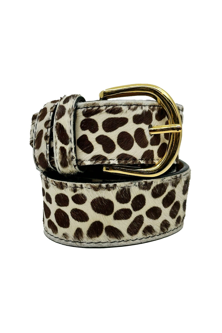 Jeans Belt Cowhide Cream Giraffe Belts