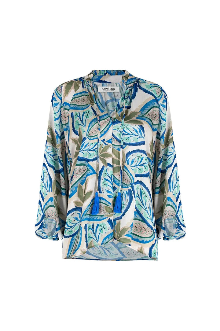 Kiara Long Sleeve Top Green and Blue Tops