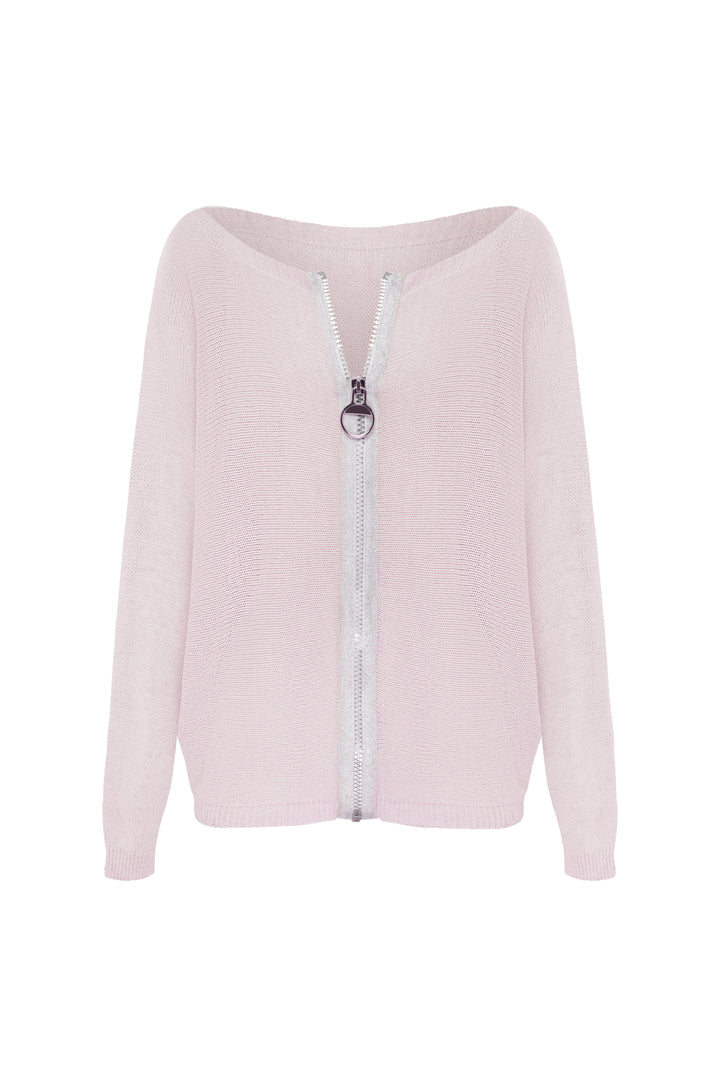 Kyle Zipped Cardigan Blush Shimmer Knitwear