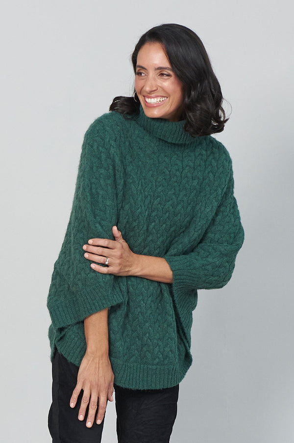 Lilianna Poncho Forest Green Poncho