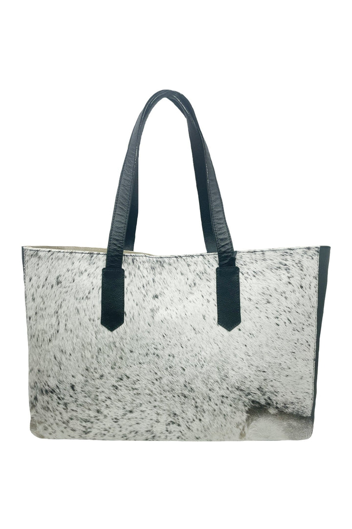 Madagascar Leather Handbag Black & White Cowhide Leather