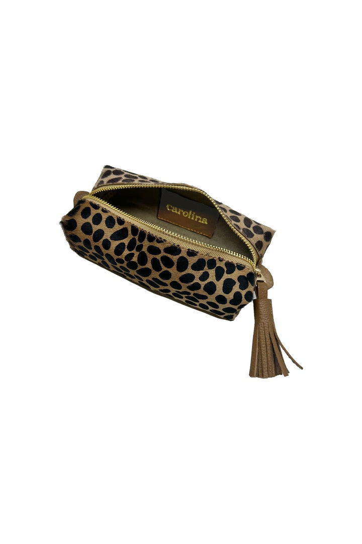 Make up Bag Giraffe Tan Cowhide Leather