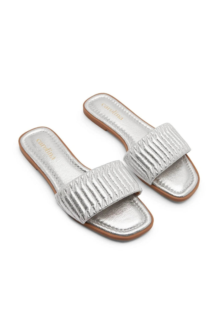 Marcelina Metallic Slides Silver- Pre Order Shoes