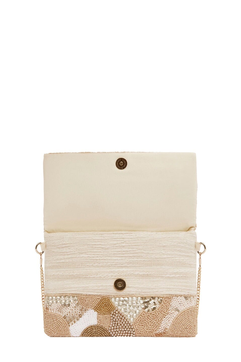 Marina Sequinned & Beaded Crossbody Clutch Bag Champagne Handbags