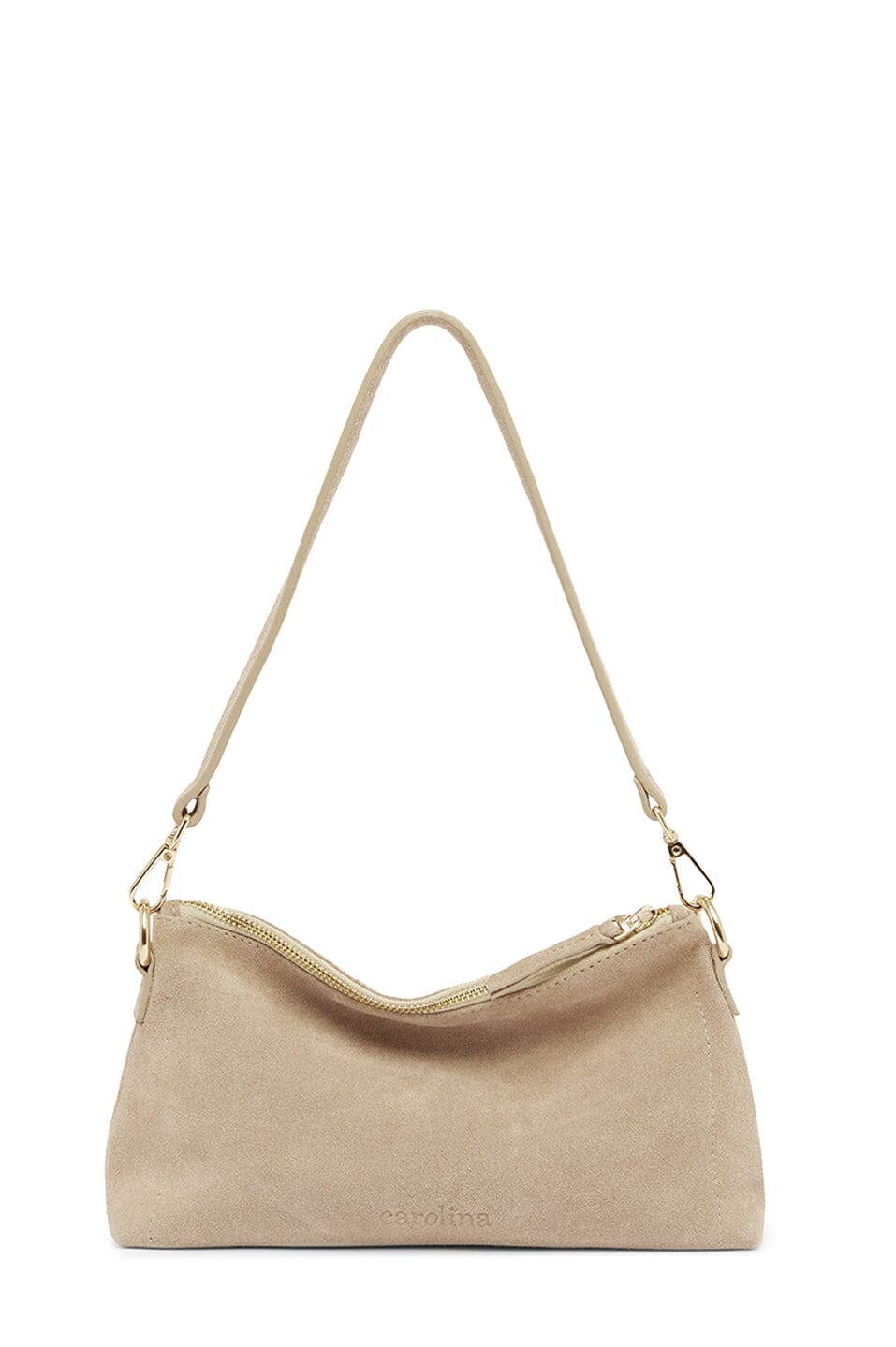 Marisol Suede Leather Shoulder Bag Nude Leather