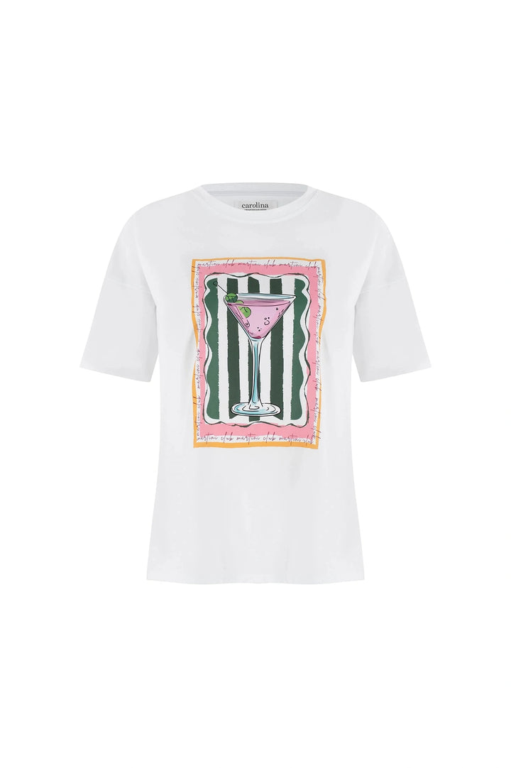 Martini Oversized Graphic T-Shirt White Tops